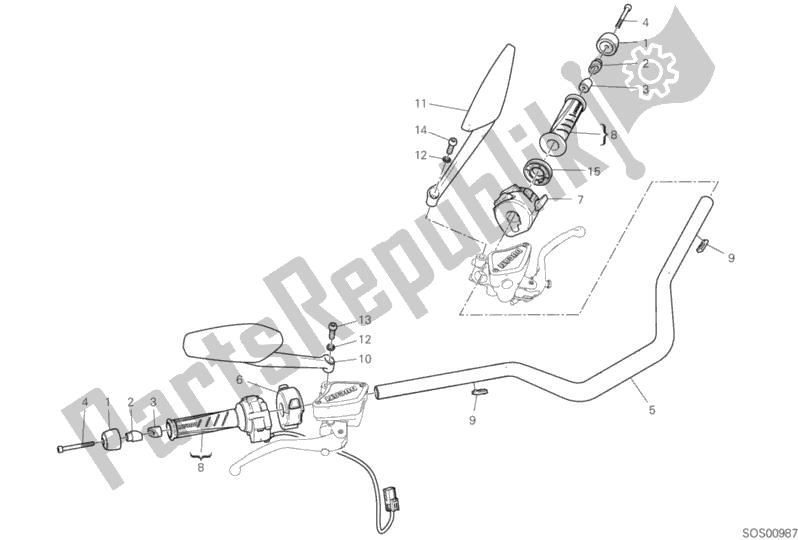 All parts for the Handlebar of the Ducati Diavel 1260 S Brasil 2020